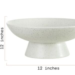 Beautiful 12" Round Speckled White Ceramic Bowl by Drew Barrymore